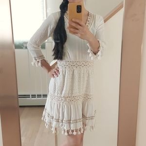 White cotton boho dress